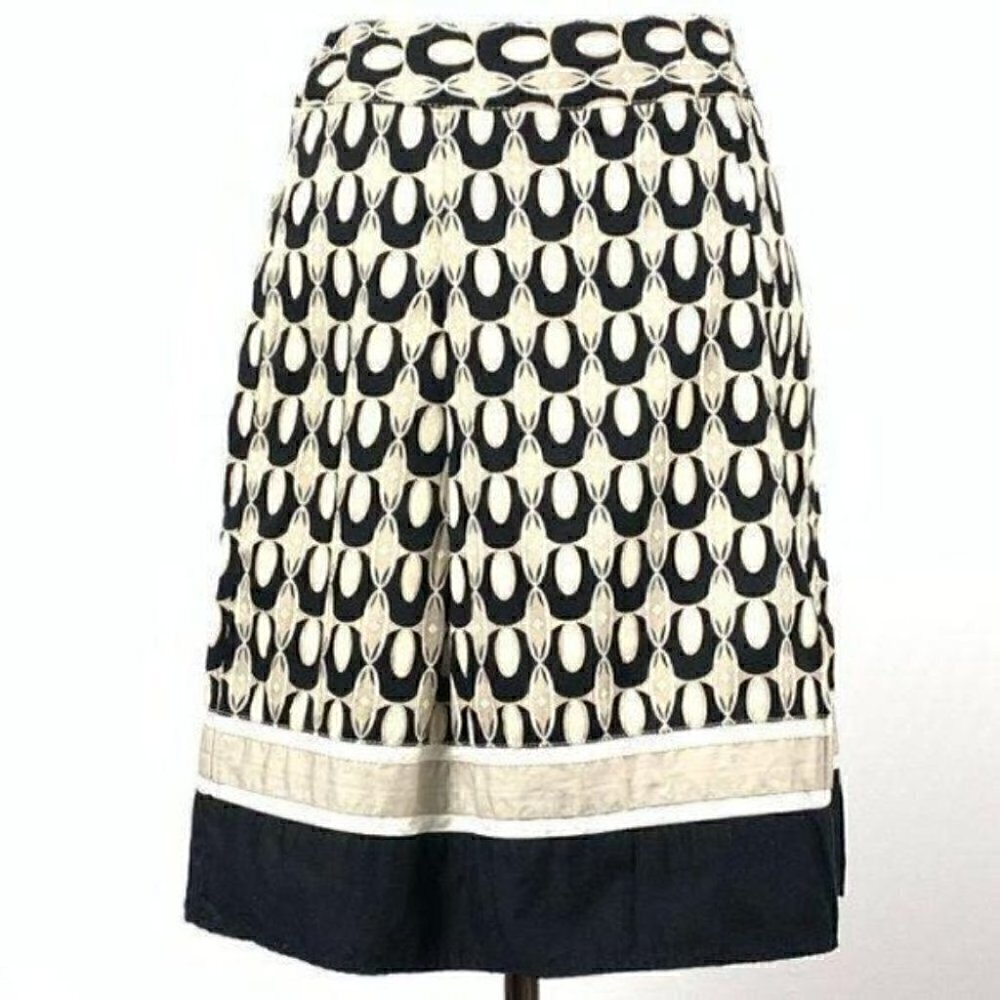 Ann Taylor petites women’s skirt sz 0P black cream - Picture 1 of 9
